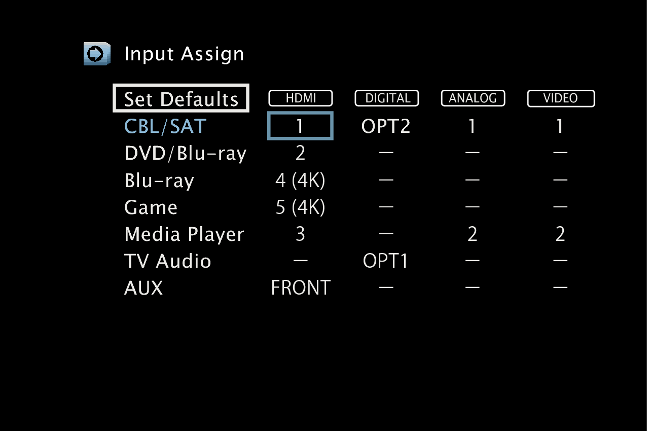 GUI InputAssign AVRX1100WE2